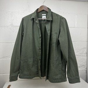 GAP Men Army Green Cargo Utility Chore Coat Large Military Pocket Standard Fit
